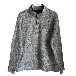 Eddie Bauer Radiator Fleece Snap Mock Pullover Sweater Polyester Gray Men L